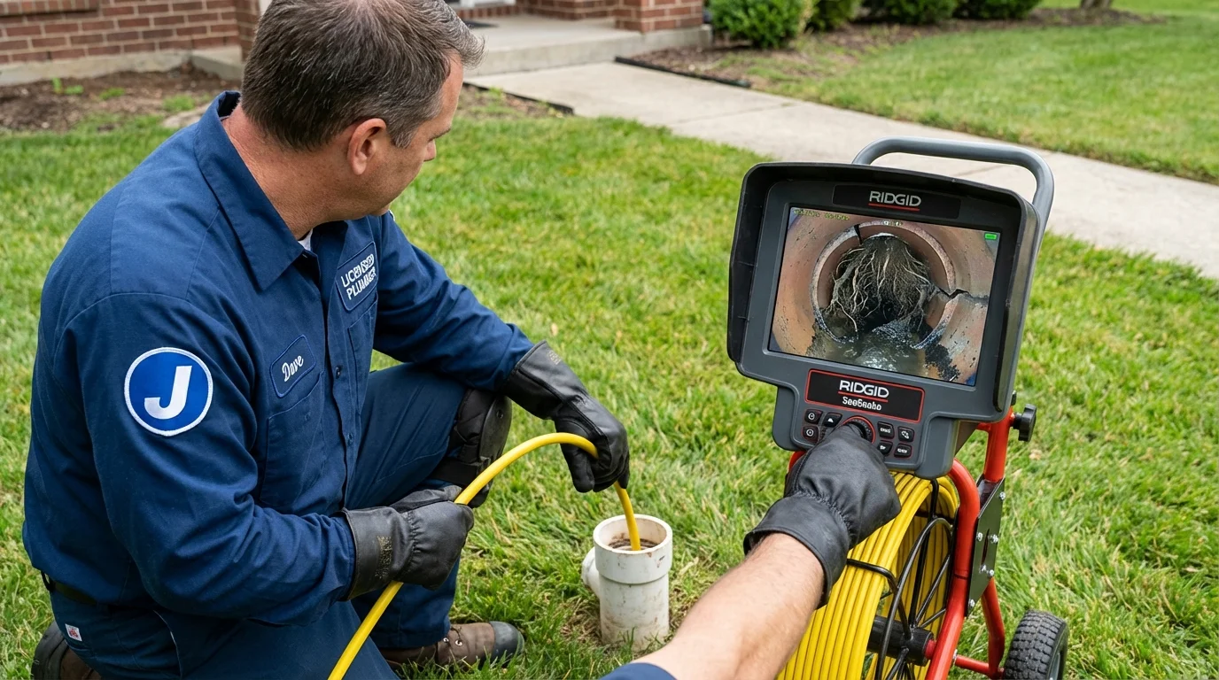 Sewer camera inspection being performed by Johns Plumbing LLC in Clintonville